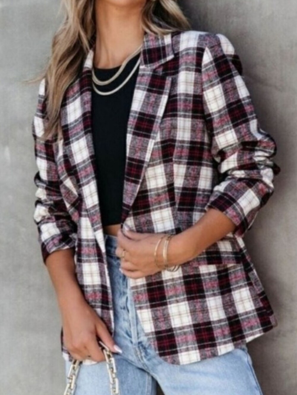 FATE BIG APPLE DREAMS PLAID FLANNEL LIKE WOOL BLEND BLAZER - NWT - MEDIUM